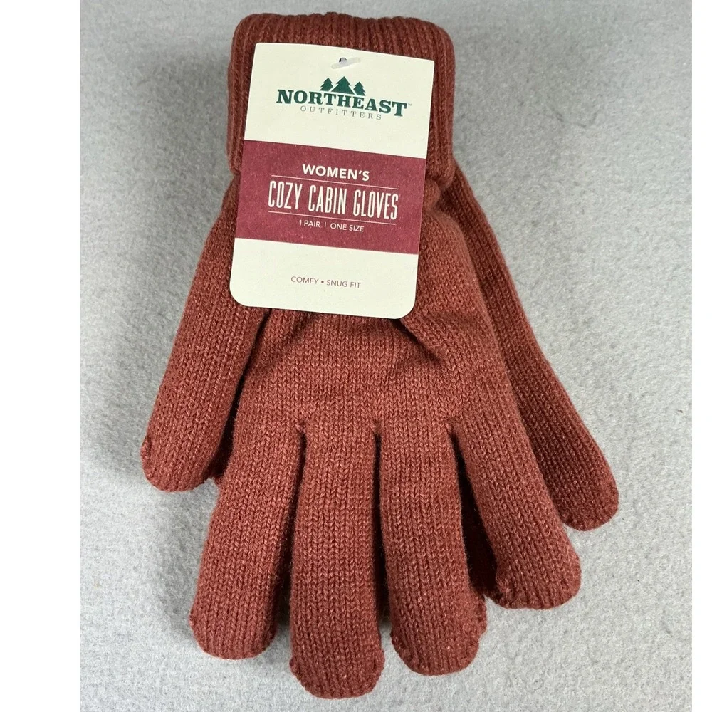 Northeast Outfitters Women's Cozy Cabin Gloves Rust Red‎ One Size NWT